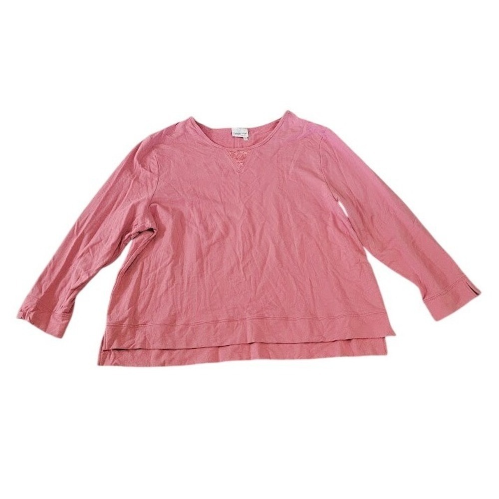 Coldwater Creek Long Sleeve T-Shirt Women 3X Pink Lace Detail Basic Crew Neck